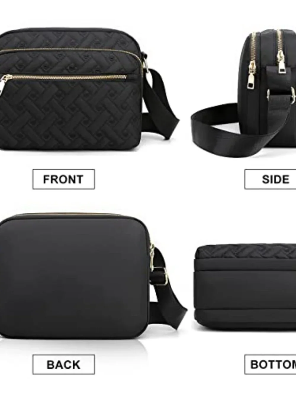Nylon Crossbody Bag with Hand Stitched Love Patterns, Travel